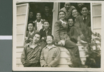 Students from Ibaraki Christian College at the Window of the Library, Ibaraki, Japan, ca.1948-1952