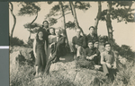 E. W. McMillan and R. C. Canonn with Students Outdoors, Ibaraki, Japan, ca.1948-1952
