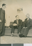 Dean Logan Fox and President E. W. McMillan of Ibaraki Christian College Meet with Takeshi Yamazaki, Former Speaker of the Imperial Japanese Diet, Ibaraki, Japan, ca.1948-1952