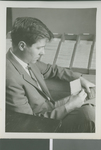 Bill Ramsay Examines Records Kept in a Card File, Seoul, South Korea, 1966