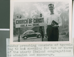 Jim Massey Stands Next to a Sign for Ibo land Church of Christ, Nigeria, 1960
