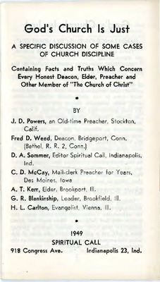 God S Church Is Just A Specific Discussion Of Some Cases Of Church Di By J D Powers Fred D Weed Et Al