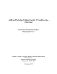 Finding aid for Abilene Christian College Faculty Wives Records, (1924-1961) by Abilene Christian University Special Collections and Archives